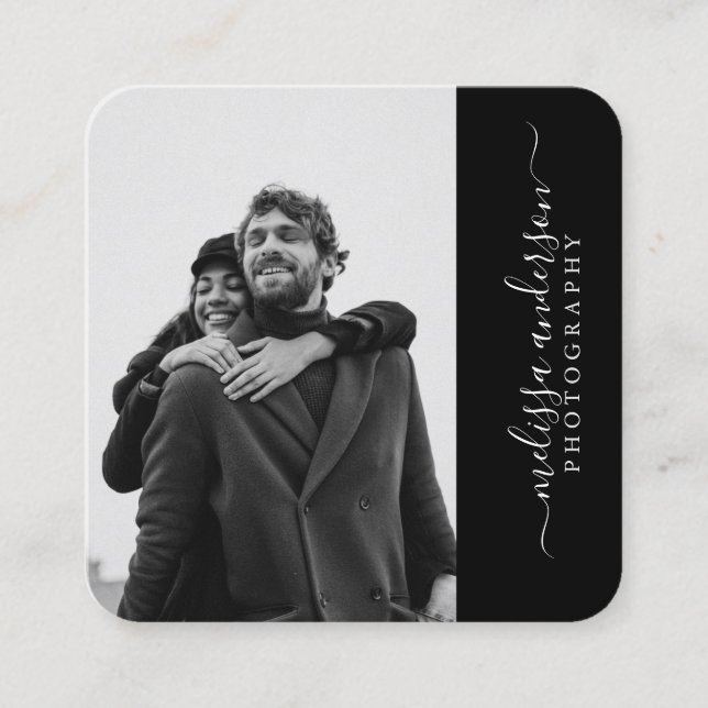 Moderne elegante Signature-Fotografie Quadratische Visitenkarte (Vorderseite)