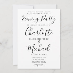 Moderne elegante Signature-Hochzeitsabendparty Einladung