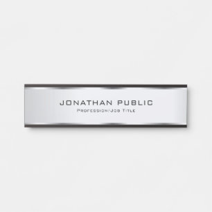Moderne, elegante Silber anpassbare Vorlage Türschild