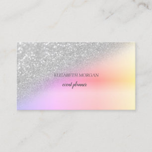 Moderne Elegante Silber Glitter Bokeh Ombre Visitenkarte