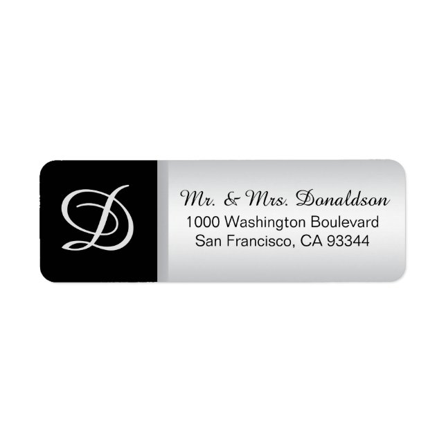 Moderne elegante Silver Black Monogram Initials (Vorne)