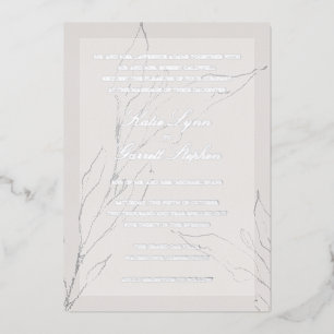 Moderne elegante Silver Gray Floral Wedding Folieneinladung
