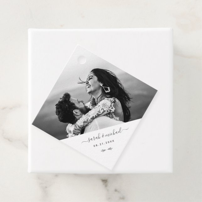 Moderne Elegante Simple Foto Wedding Vielen Dank Geschenkanhänger (Beispiel)