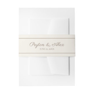 Moderne elegante Skript Creme Braun Hochzeit Einladungsbanderole