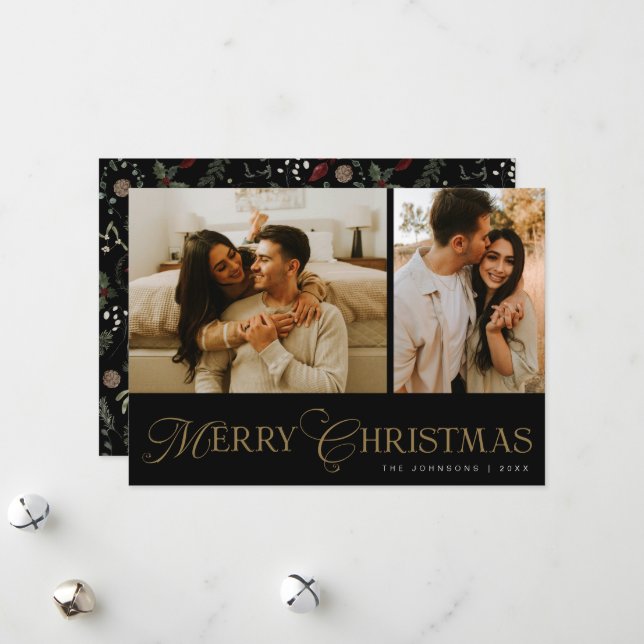 Moderne elegante Skript-Foto-Collage Weihnachten (Vorderseite/Rückseite Beispiel)