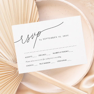 Moderne elegante Skript-Hochzeit mit Essensauswahl RSVP Karte