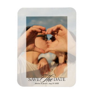 Moderne elegante Skript Hochzeitsfoto  Magnet