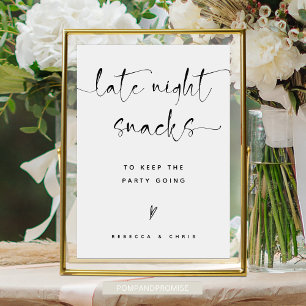 Moderne, elegante Skript-Hochzeitssnack-Station Poster