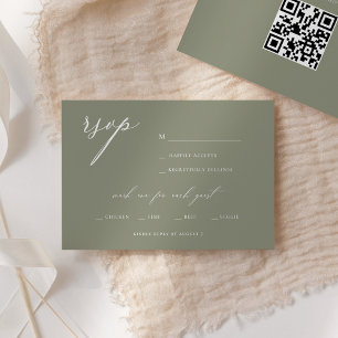 Moderne elegante Skript-Oliv-Hochzeits-RSVP Einladung