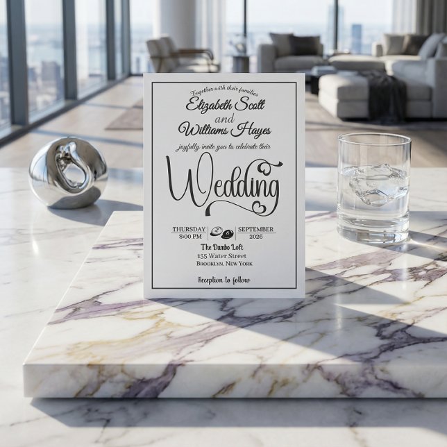 Moderne elegante Skript-QR-Code-Foto-Budget-Hochze Einladung (Von Creator hochgeladen)