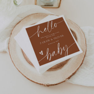 Moderne elegante Skript-Terrakotta-Baby-Party Serviette