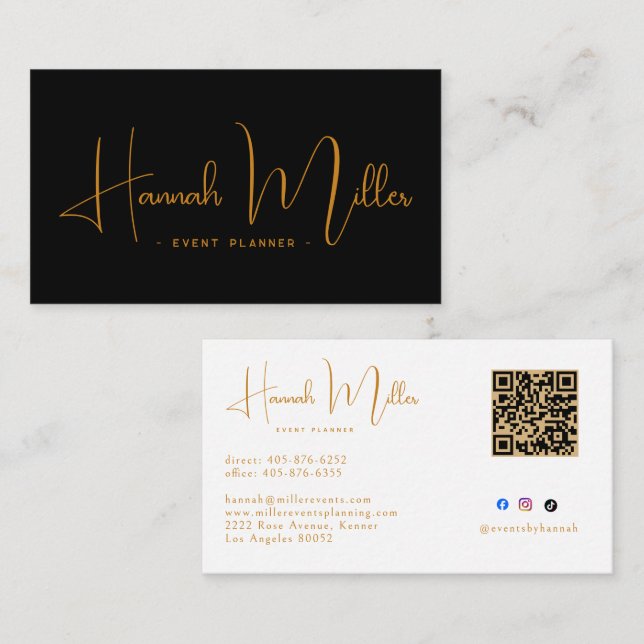 Moderne elegante Skript-Veranstaltungs-QR-Code-Ges Visitenkarte (Vorne/Hinten)