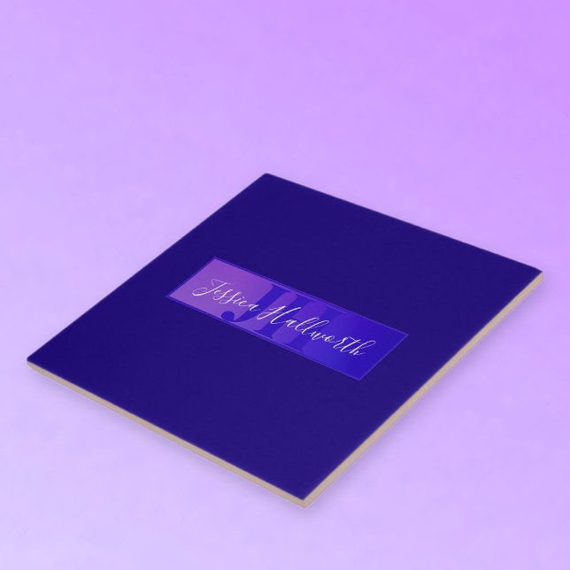 Moderne elegante Skriptbezeichnung & Monogram Ombr Fliese (Von Creator hochgeladen)