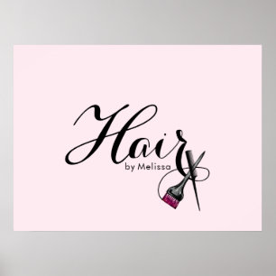Moderne, elegante Skripte Rosa Haare Stylist Poster