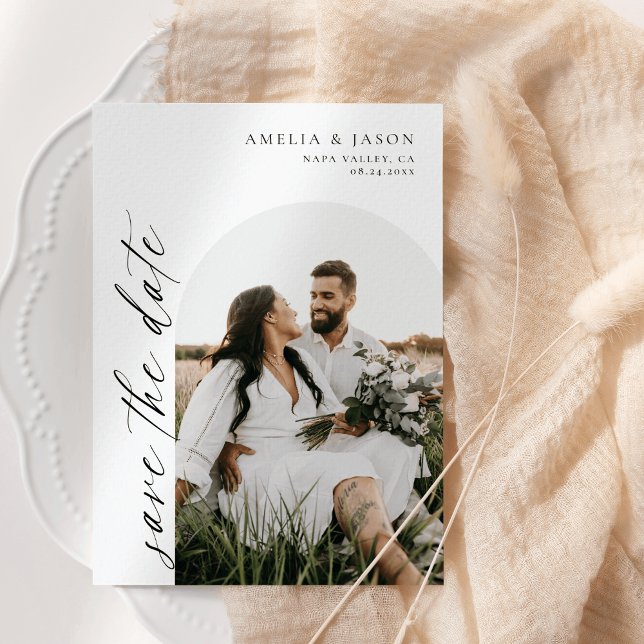 Moderne, elegante Skripte Save the Date Einladung (Von Creator hochgeladen)