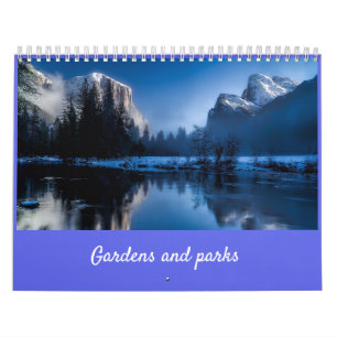 Moderne, elegante Skriptgärten und Parks Kalender