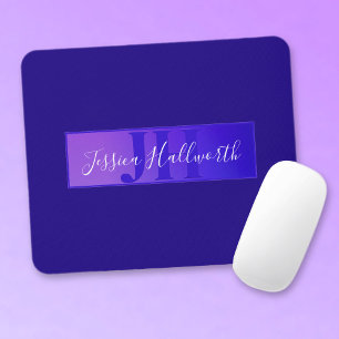 Moderne elegante Skriptname & Monogramm Ombre Lila Mousepad