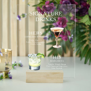 Moderne, elegante Skriptsignatur Drinks Cocktail Acrylschild