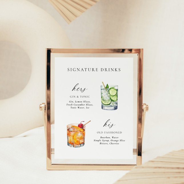 Moderne, elegante Skriptsignatur Drinks Cocktail Poster (Von Creator hochgeladen)
