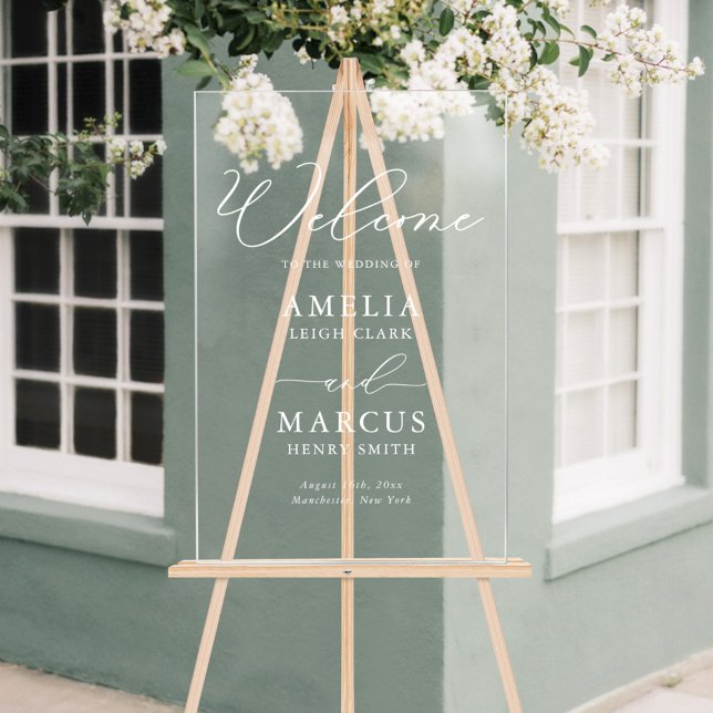Moderne, elegante SkriptWedding Willkommen Acrylschild (Von Creator hochgeladen)