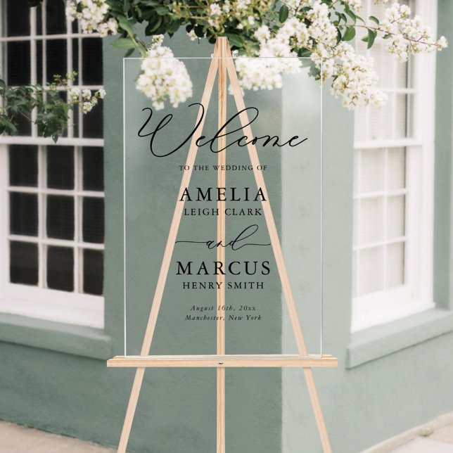 Moderne, elegante SkriptWedding Willkommen Acrylschild (Von Creator hochgeladen)