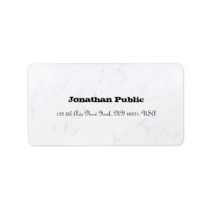 Moderne Elegante Sleek White Marble Schlichte Adre Adressaufkleber