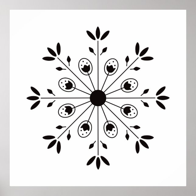 Moderne Elegante Snowflake Weihnachten Poster (Vorne)