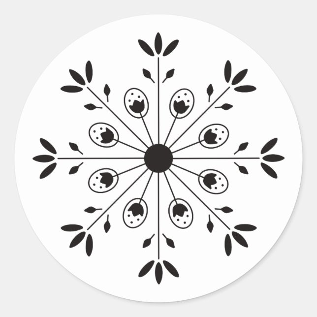 Moderne Elegante Snowflake Weihnachten Runder Aufkleber (Vorderseite)