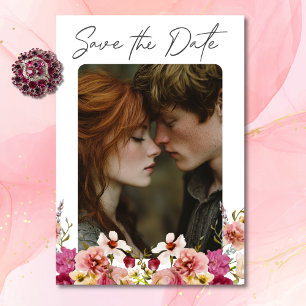 Moderne elegante Sommermesse Blumenblume Weiße Hoc Save The Date