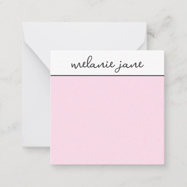 Moderne elegante, stilvolle Script Pink Flat Note  Mitteilungskarte (Vorderseite)
