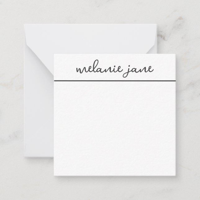 Moderne elegante, stilvolle Script White Flat Note Mitteilungskarte (Vorderseite)