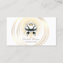 Moderne elegante, stilvolle White Lotus Gold Circl Visitenkarte