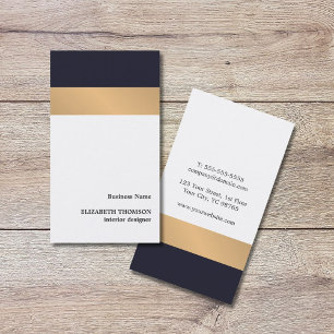 Moderne Elegante Stripes Blue Imitats Gold Designe Visitenkarte