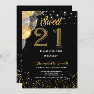 Moderne, elegante süße 21 einladung