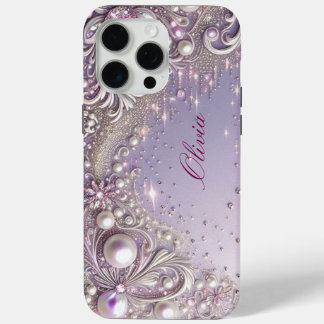 Moderne elegante süße lila Perlen Valentinstag Case-Mate iPhone Hülle