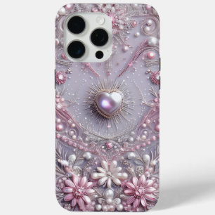 Moderne elegante süße lila Perlen Valentinstag Case-Mate iPhone Hülle