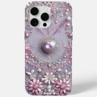 Moderne elegante süße lila Perlen Valentinstag Case-Mate iPhone Hülle