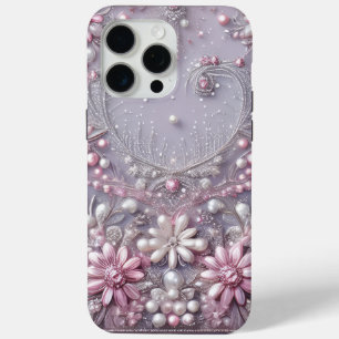 Moderne elegante süße lila Perlen Valentinstag Case-Mate iPhone Hülle