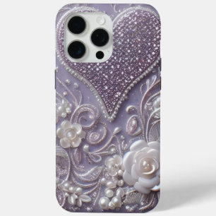Moderne elegante süße lila Perlen Valentinstag Case-Mate iPhone Hülle