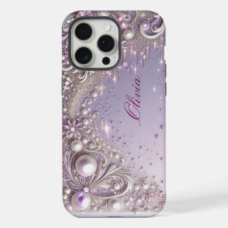 Moderne elegante süße lila Perlen Valentinstag iPhone 15 Pro Max Hülle
