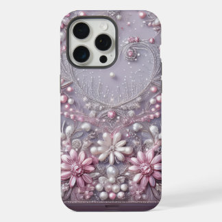 Moderne elegante süße lila Perlen Valentinstag iPhone 15 Pro Max Hülle