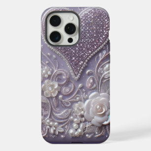 Moderne elegante süße lila Perlen Valentinstag iPhone 15 Pro Max Hülle