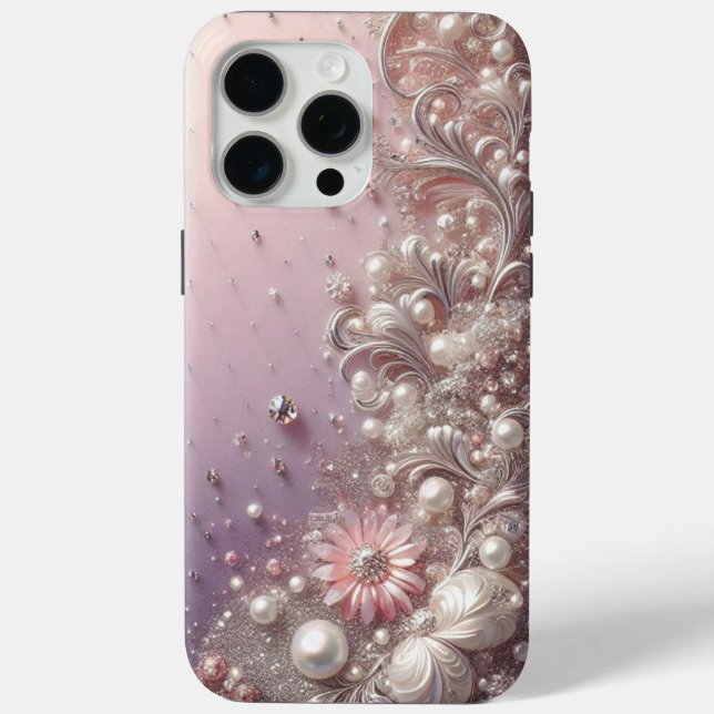 Moderne elegante süße rosa goldene Perlen  Case-Mate iPhone Hülle (Rückseite)