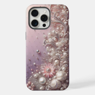 Moderne elegante süße rosa goldene Perlen iPhone 15 Pro Max Hülle