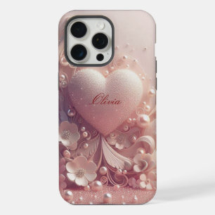 Moderne elegante süße rosa goldene Perlen iPhone 15 Pro Max Hülle
