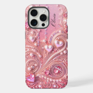 Moderne elegante süße rosa Perlen Valentinstag iPhone 15 Pro Max Hülle