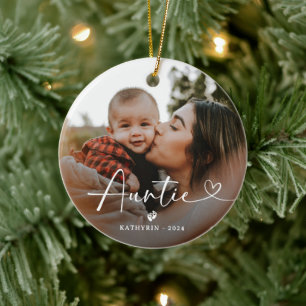 Moderne elegante Tante-Foto Keramik Ornament