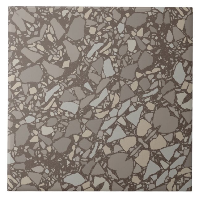 Moderne Elegante Taupe Braun Terrazzo Fliese (Vorderseite)