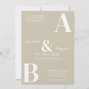 Moderne Elegante Taupe Einladung zur Hochzeit