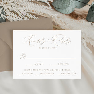 Moderne elegante taupe Mahlzeitenwahl Hochzeit RSVP Karte